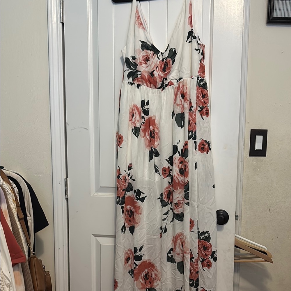 BP Floral Maxi Dress - White and Red
